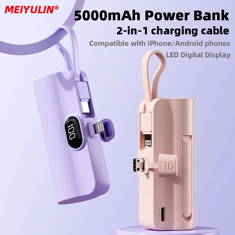5000mAh Mini Power Bank USB-Type C Lighting Interface For iPhone iPad  Xiaomi Huawei Fast Charging